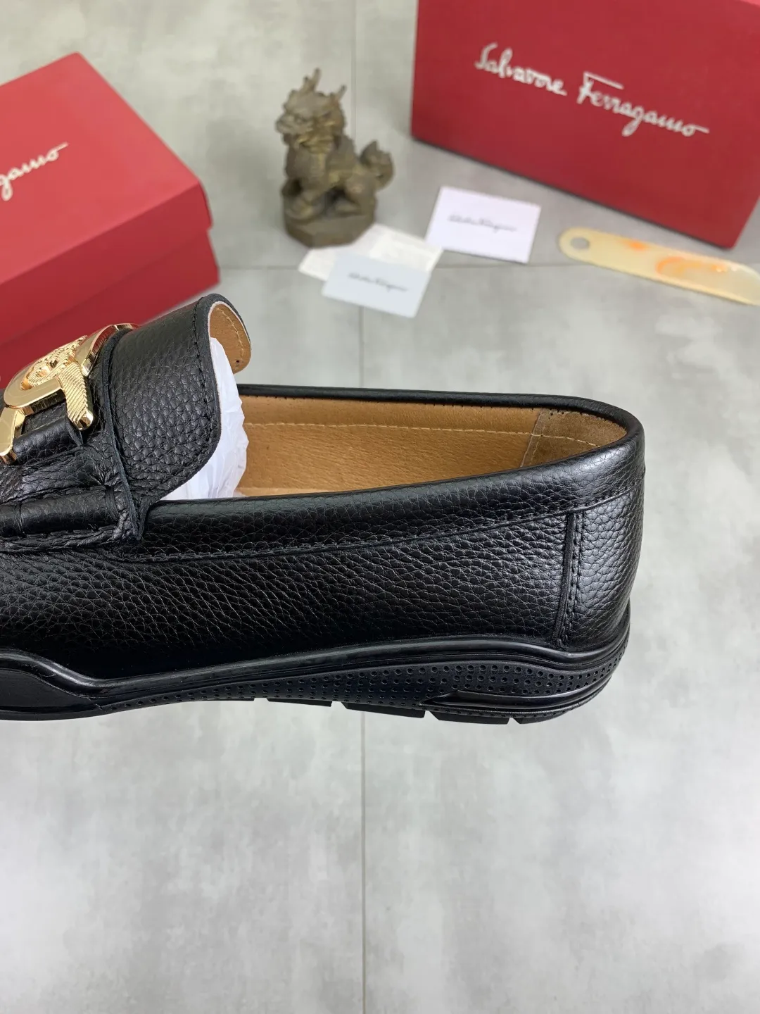 Men's Men's Shoes 💰P380💰【New Style】Water-dyed Pigli 🆘【Salvatore Ferragamo】Men's latest casual beanie shoes! Available at counters simultaneously! The fabric is made of specially imported original calfskin, and the interior is made of imported water-dyed pigskin. It is absolutely luxurious and leads the fashion trend. Matching code: 38-45 black optional